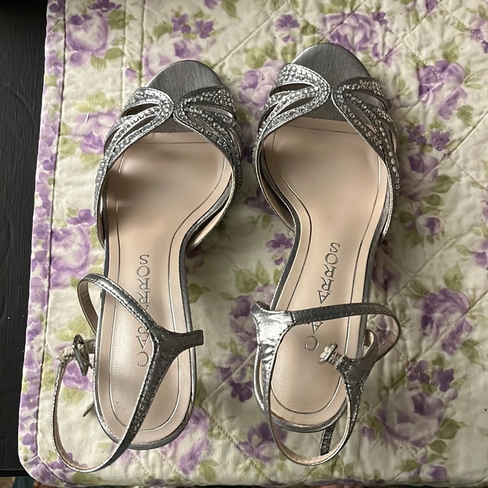 Silver sparkle heels worn twice